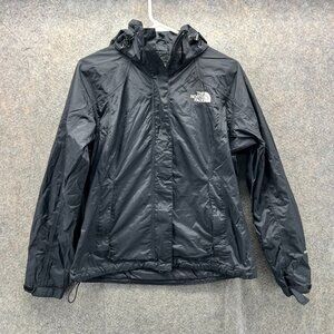 The North Face Jacket Womens Small Black Full Zip Rain Coat Hyvent Hooded Winter